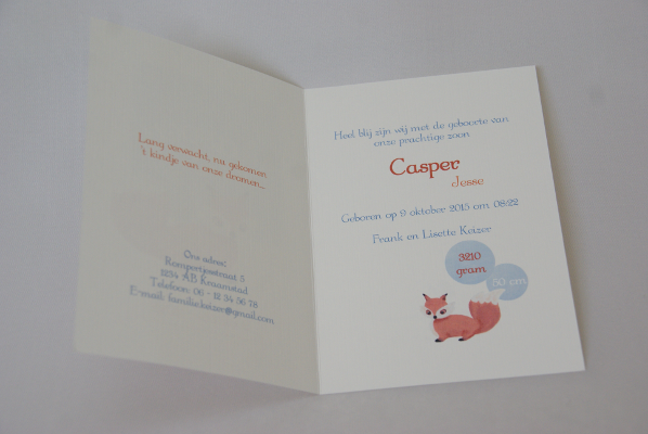 geboortekaartje casper lichtblauw